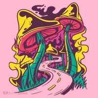 Trippy Mushroom Road Kids Hoodie thumb 5