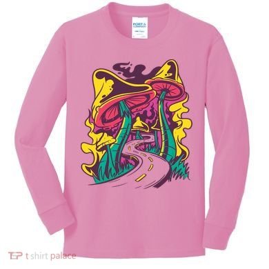 Trippy Mushroom Road Kids Long Sleeve Shirt