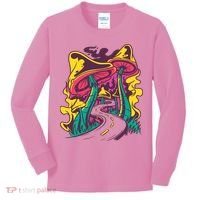 Trippy Mushroom Road Kids Long Sleeve Shirt thumb 0