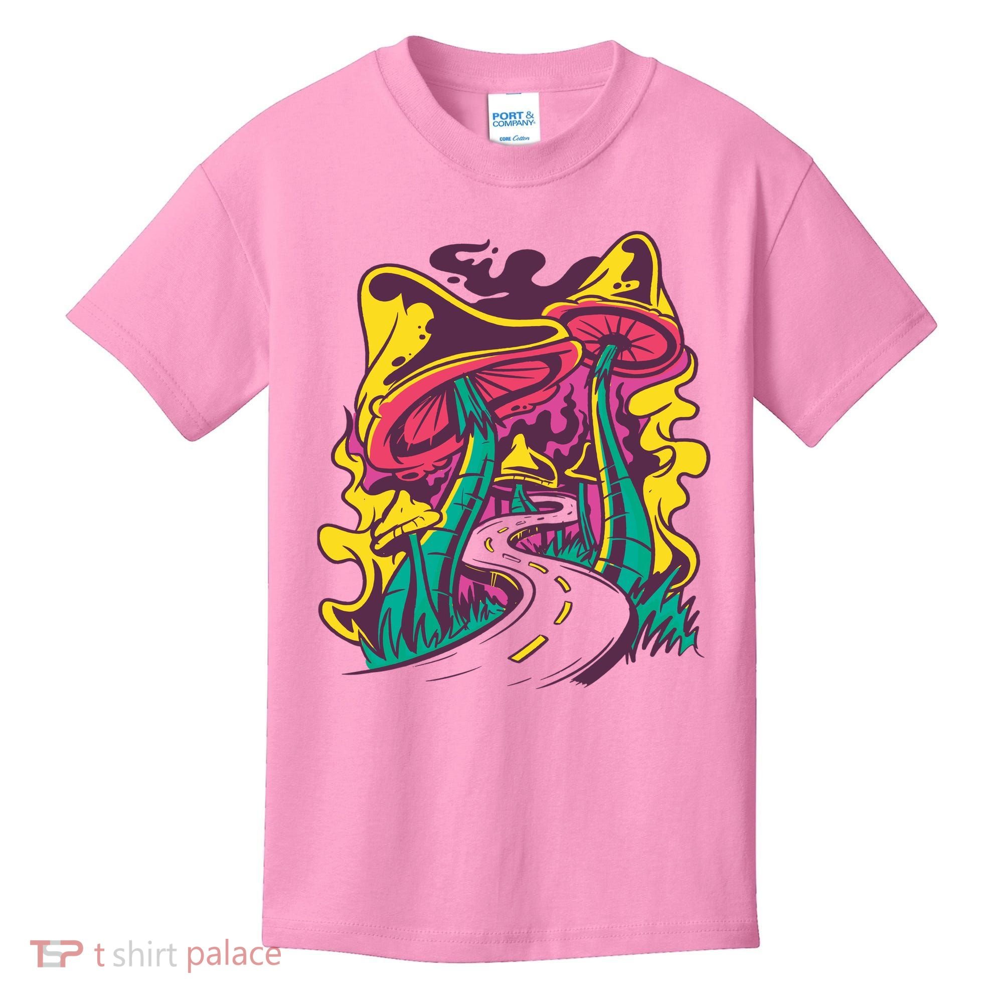 Trippy Mushroom Road Kids T-Shirt