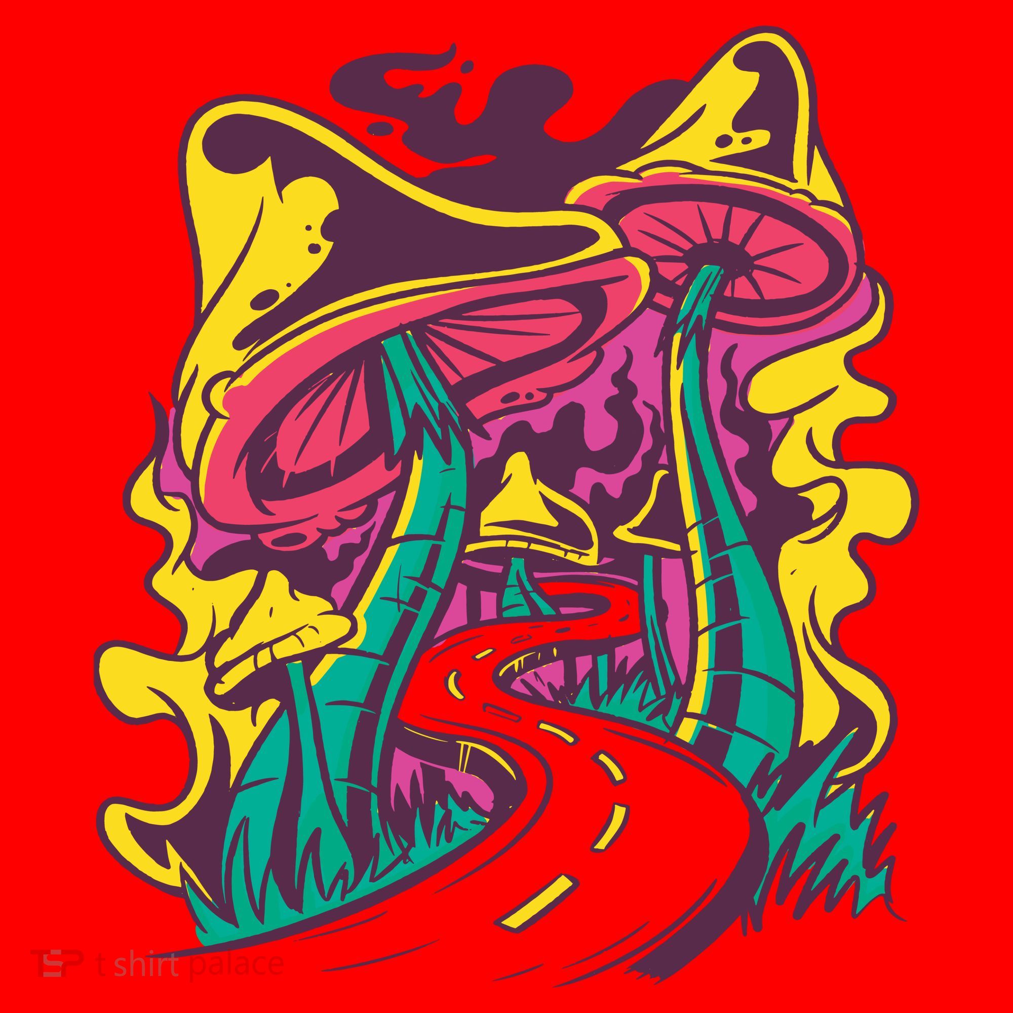 Trippy Mushroom Road Santa Hat