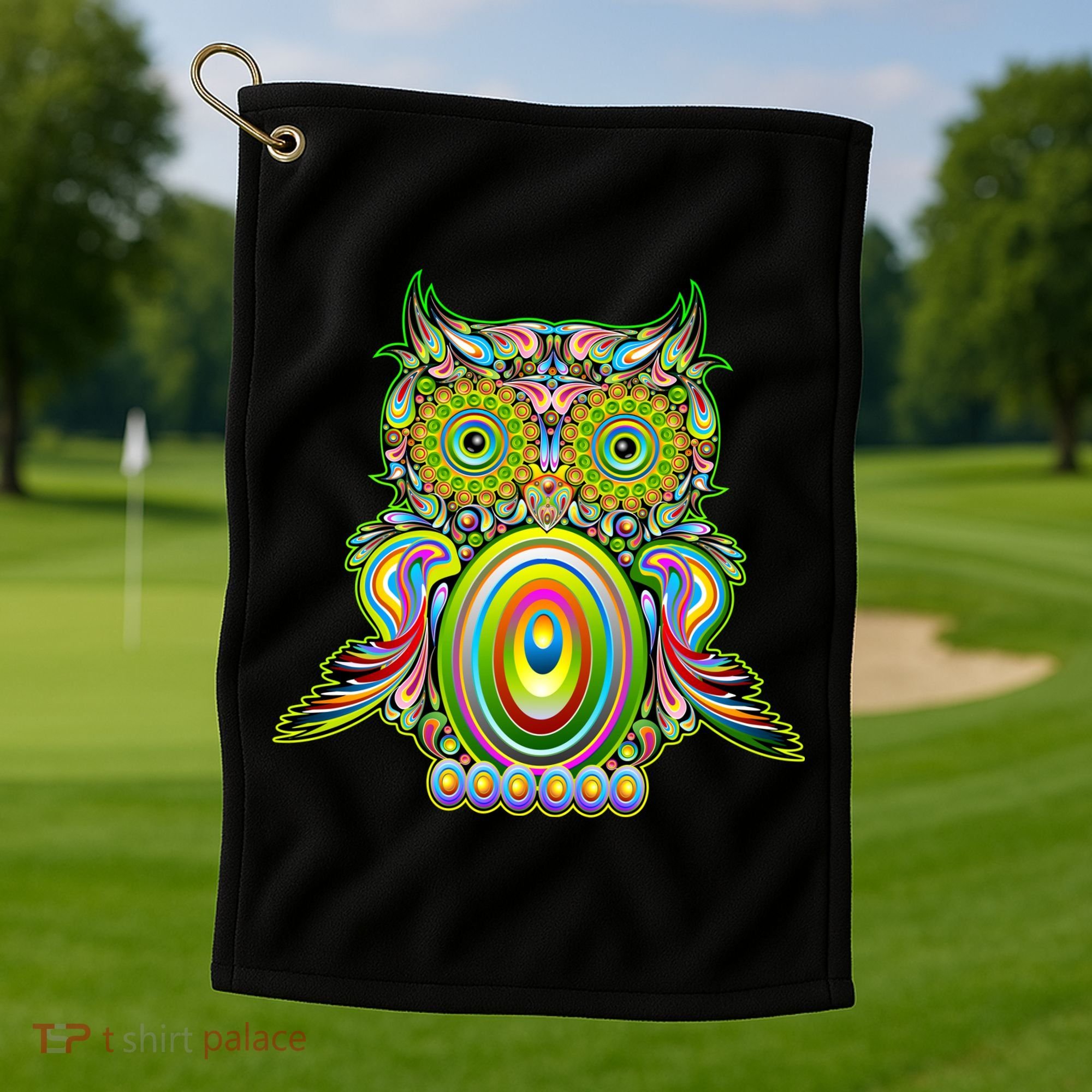Trippy Owl Golf Towel