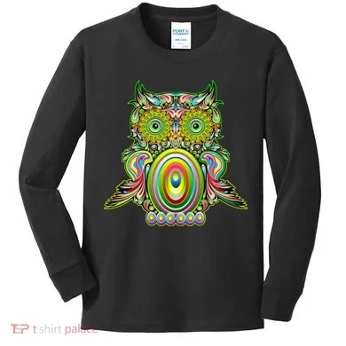 Trippy Owl Kids Long Sleeve Shirt