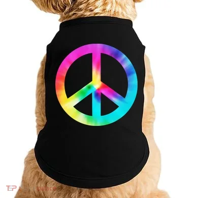 Trippy Rainbow Peace Sign Doggie Tank