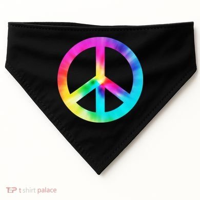 Trippy Rainbow Peace Sign USA-Made Doggie Bandana