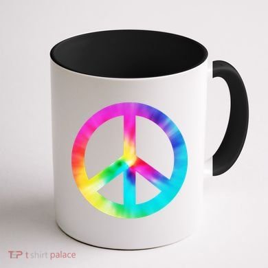 Trippy Rainbow Peace Sign Coffee Mug back
