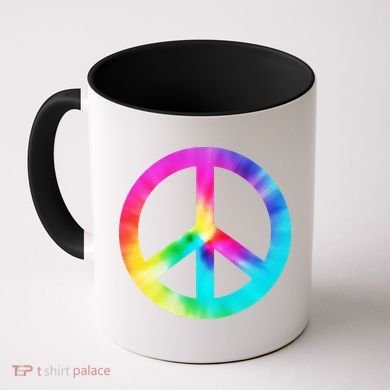 Trippy Rainbow Peace Sign Coffee Mug
