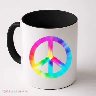 Trippy Rainbow Peace Sign Coffee Mug