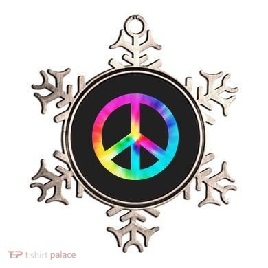 Trippy Rainbow Peace Sign Ornament