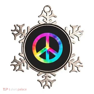 Trippy Rainbow Peace Sign Ornament
