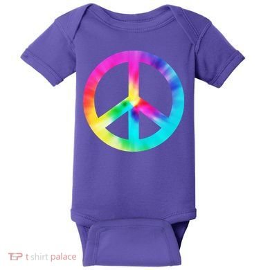 Trippy Rainbow Peace Sign Baby Bodysuit