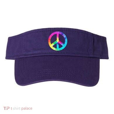 Trippy Rainbow Peace Sign Visor