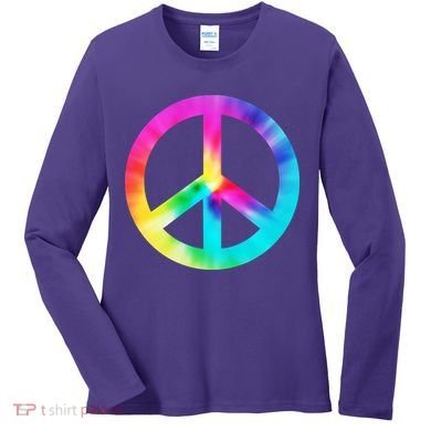 Trippy Rainbow Peace Sign Women's Long Sleeve Shirt