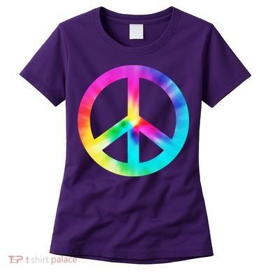 Trippy Rainbow Peace Sign Women's T-Shirt