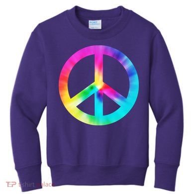 Trippy Rainbow Peace Sign Kids Sweatshirt
