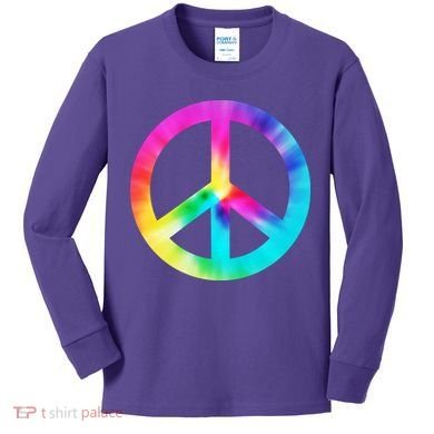 Trippy Rainbow Peace Sign Kids Long Sleeve Shirt