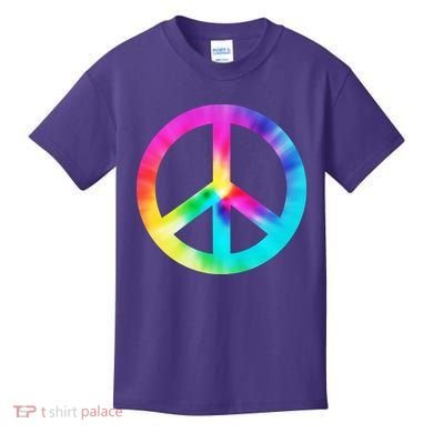 Trippy Rainbow Peace Sign Kids T-Shirt
