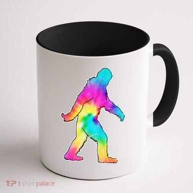 Trippy Sasquatch Tie Dye Colorful Bigfoot Coffee Mug back