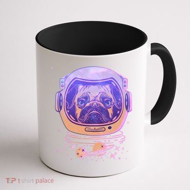 Trippy Space Colors Astronaut Pug Dog Coffee Mug back