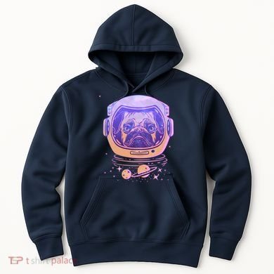Trippy Space Colors Astronaut Pug Dog Hoodie