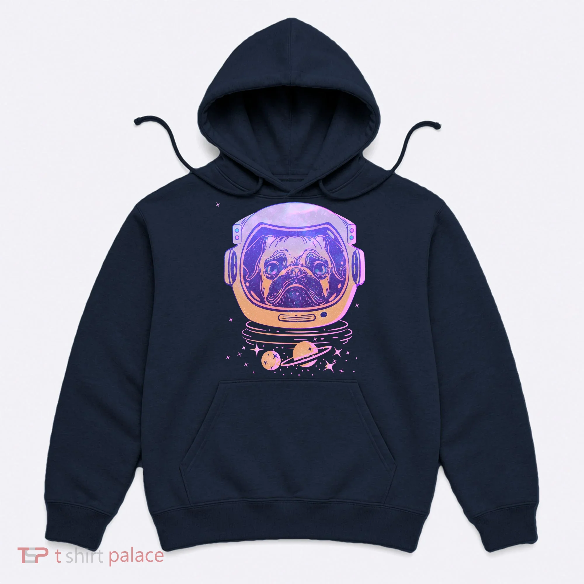 Trippy Space Colors Astronaut Pug Dog Hoodie
