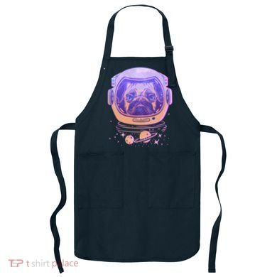 Trippy Space Colors Astronaut Pug Dog Apron