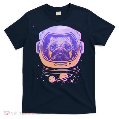 Trippy Space Colors Astronaut Pug Dog T-Shirt