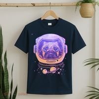 Trippy Space Colors Astronaut Pug Dog T-Shirt thumb 2