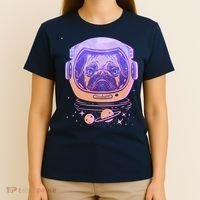 Trippy Space Colors Astronaut Pug Dog T-Shirt thumb 4