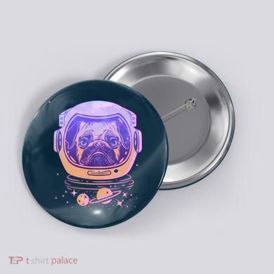 Trippy Space Colors Astronaut Pug Dog Button