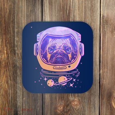 Trippy Space Colors Astronaut Pug Dog Coaster