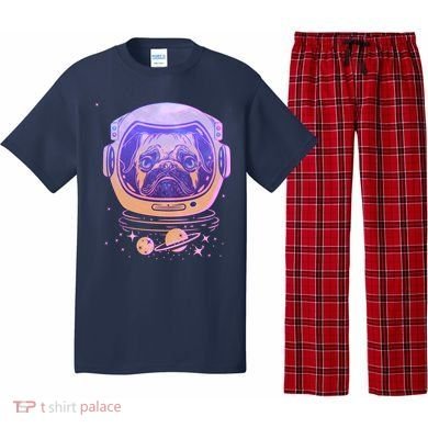 Trippy Space Colors Astronaut Pug Dog Pajama Set