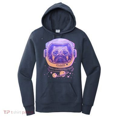 Trippy Space Colors Astronaut Pug Dog Women's Hoodie