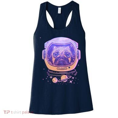 Trippy Space Colors Astronaut Pug Dog Women's Tank Top