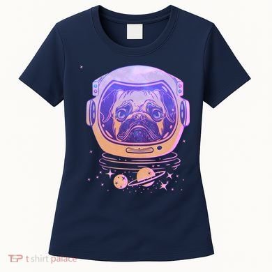 Trippy Space Colors Astronaut Pug Dog Women's T-Shirt