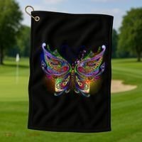 Trippy Variegated Butterfly Golf Towel thumb 1