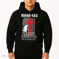 Thin Red Line Firefighter Cross Bible Verse American Flag Hoodie thumb 2