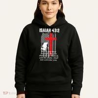 Thin Red Line Firefighter Cross Bible Verse American Flag Hoodie thumb 5