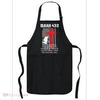 Thin Red Line Firefighter Cross Bible Verse American Flag Apron thumb 0
