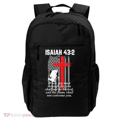 Thin Red Line Firefighter Cross Bible Verse American Flag Backpack