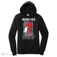 Thin Red Line Firefighter Cross Bible Verse American Flag Women's Hoodie thumb 0