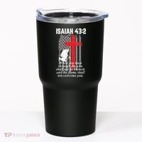 Thin Red Line Firefighter Cross Bible Verse American Flag Tumbler thumb 0