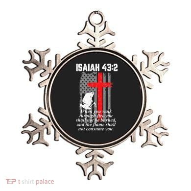 Thin Red Line Firefighter Cross Bible Verse American Flag Ornament