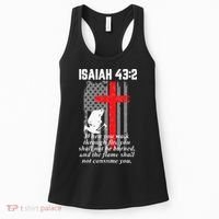 Thin Red Line Firefighter Cross Bible Verse American Flag Women's Tank Top thumb 0