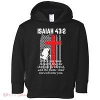 Thin Red Line Firefighter Cross Bible Verse American Flag Toddler Hoodie thumb 0