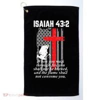 Thin Red Line Firefighter Cross Bible Verse American Flag Golf Towel thumb 0