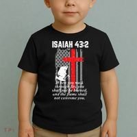 Thin Red Line Firefighter Cross Bible Verse American Flag Toddler T-Shirt thumb 2
