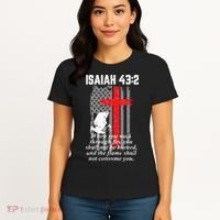 Thin Red Line Firefighter Cross Bible Verse American Flag Women's T-Shirt thumb 4