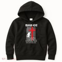 Thin Red Line Firefighter Cross Bible Verse American Flag Kids Hoodie thumb 0