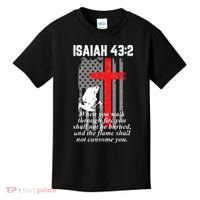 Thin Red Line Firefighter Cross Bible Verse American Flag Kids T-Shirt thumb 0